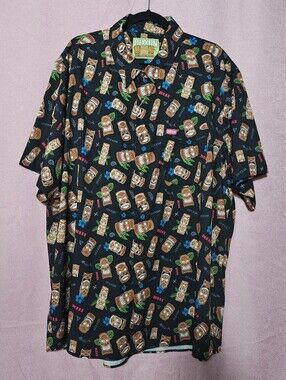 DIXXON Black Tiki XIII Print Button-Up Shirt Sz 3X